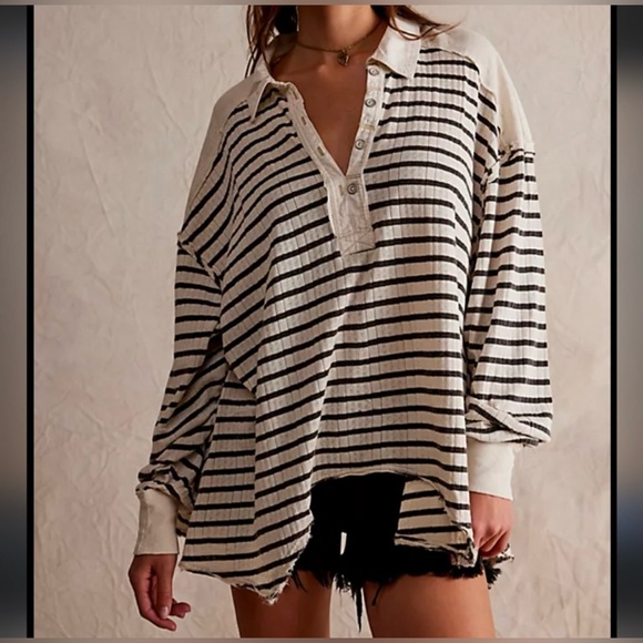 Free People We the Free All for You striped polo - Picture 1 of 13